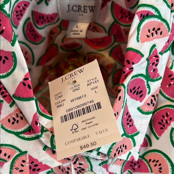 J. Crew Watermelon Sleeveless Poplin Shirt Fit Button Up sizeL.       order(111) - Picture 3 of 8